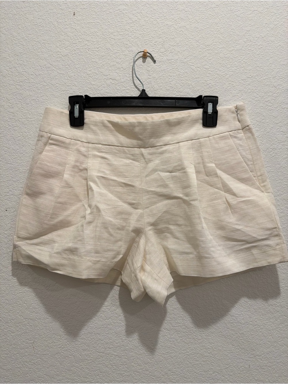 J Crew off white linen blend shorts front pleats